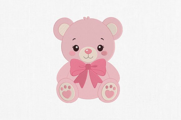 Cute Pink Teddy Bear Embroidery Art Review